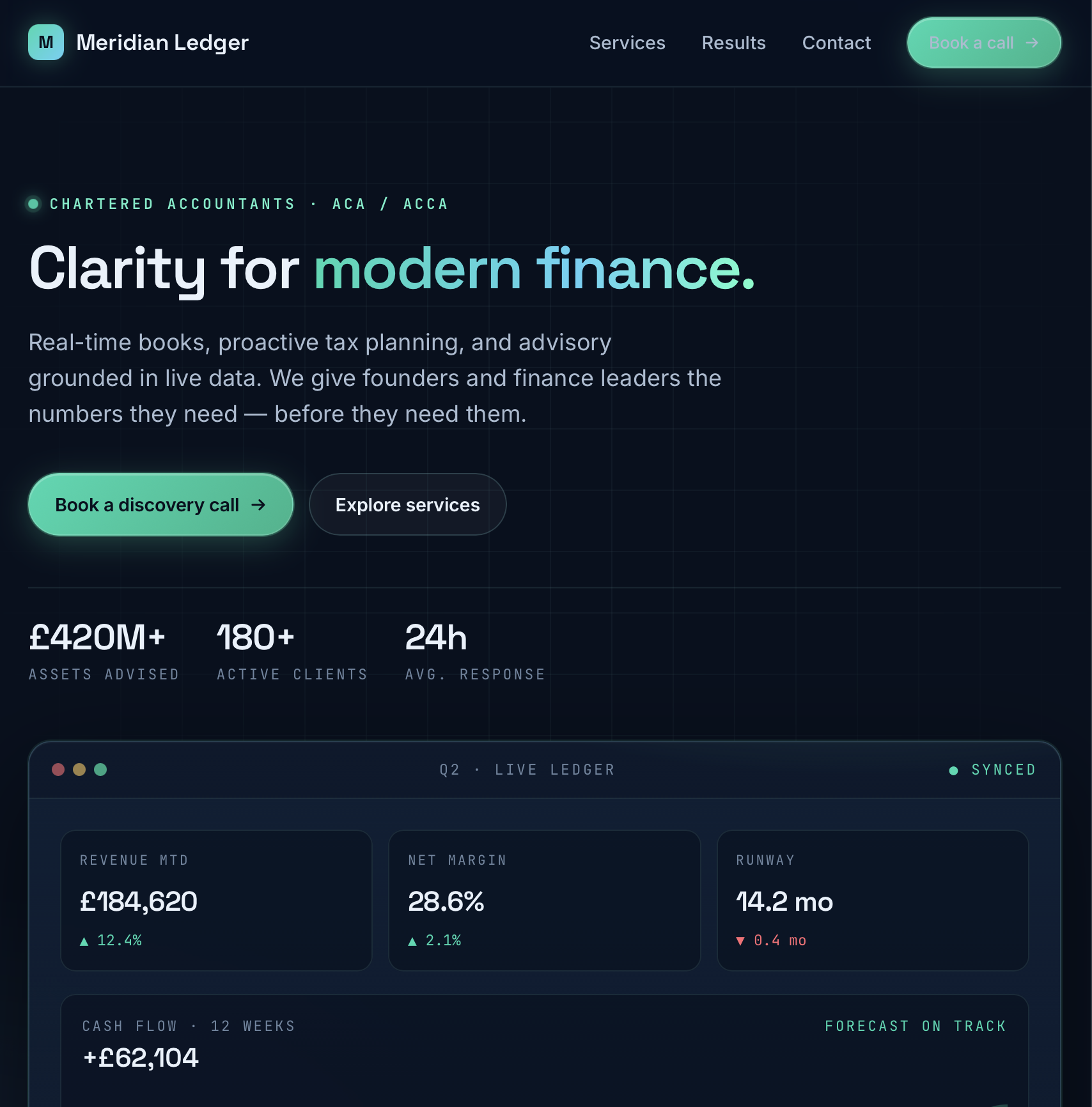 Meridian Ledger accountants website example
